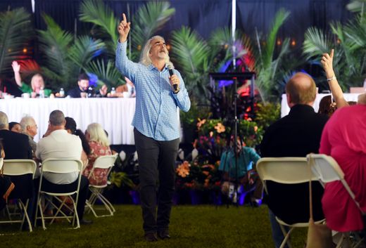 Guy Penrod, former leader singer of the Gaither Vocal Band and Christian touring artist, leads the inspirational music on Thursday, April 11, 2019 during the 15th annual Vero Beach Prayer Breakfast at Riverside Park in Vero Beach. The keynote speaker for the event was Jonathan Cahn, a Messianic rabbi and biblical scholar known for his best selling book